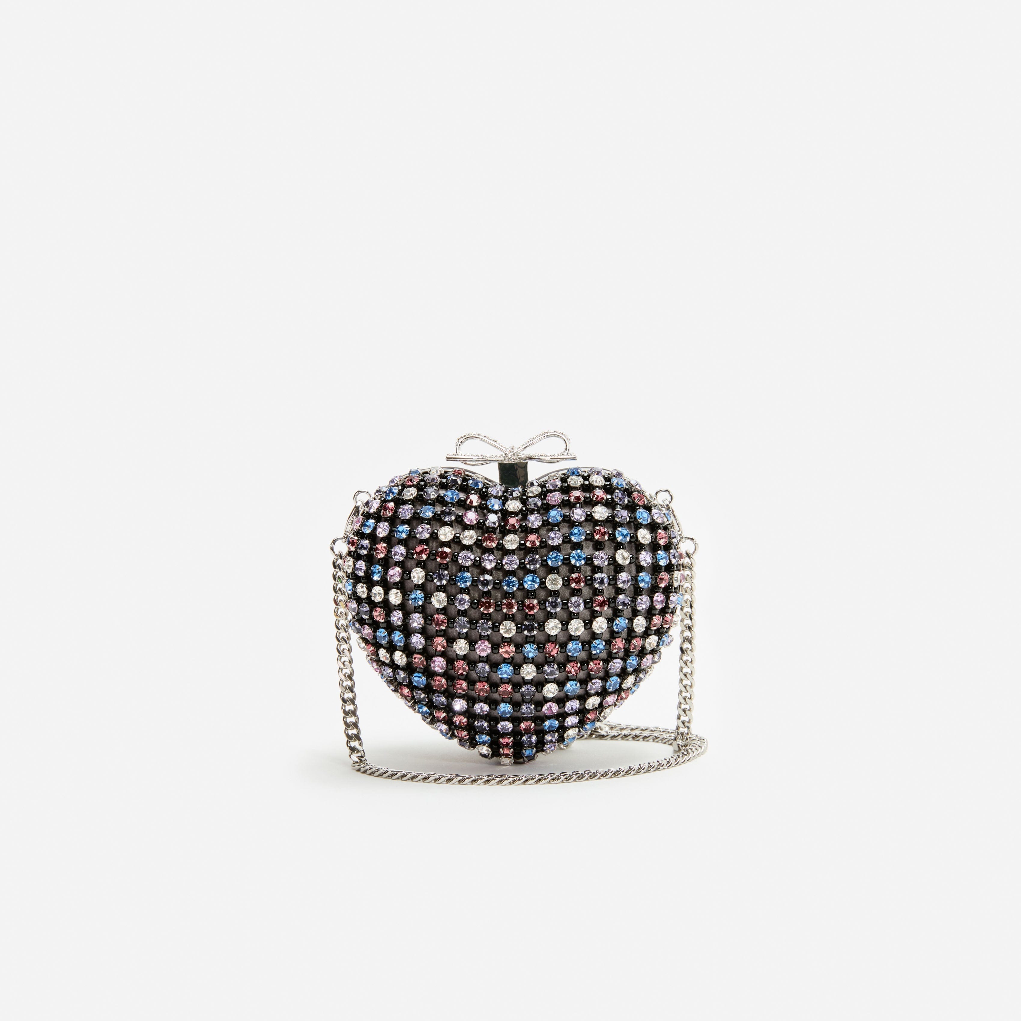 Multi Crystal Heart Clutch
