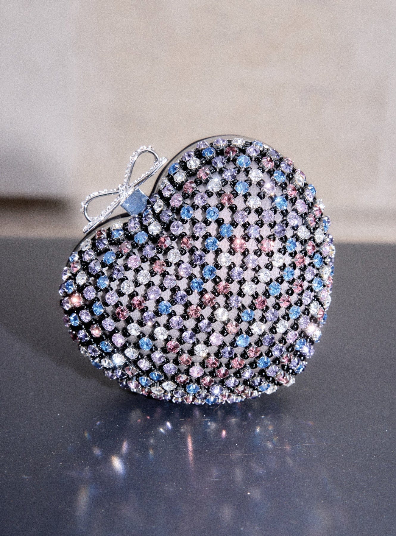 Multi Crystal Heart Clutch
