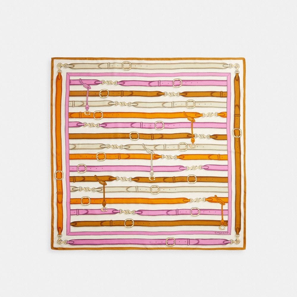Iconic Motifs Print Silk Square Scarf