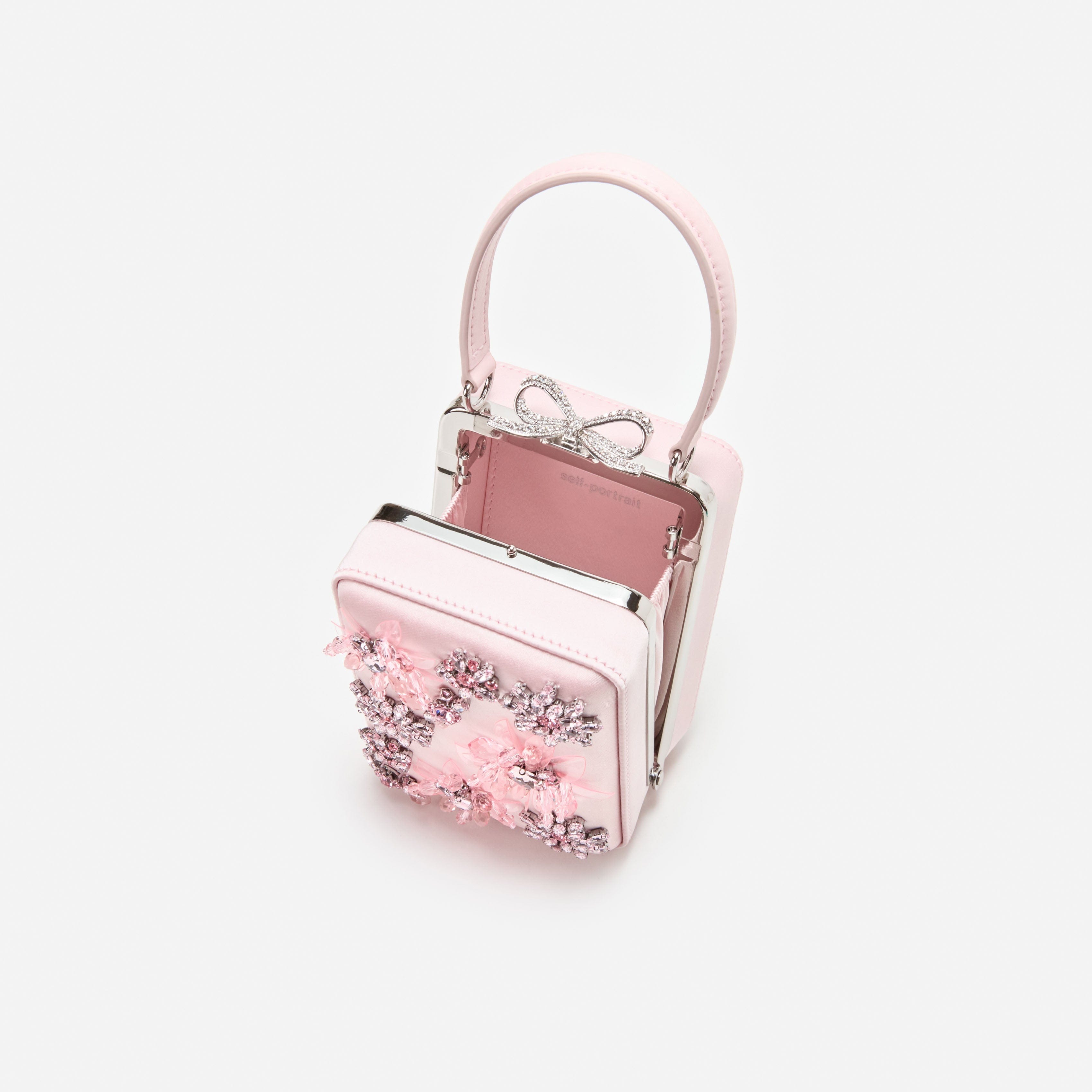 Pink Satin Floral Beaded Micro Bag