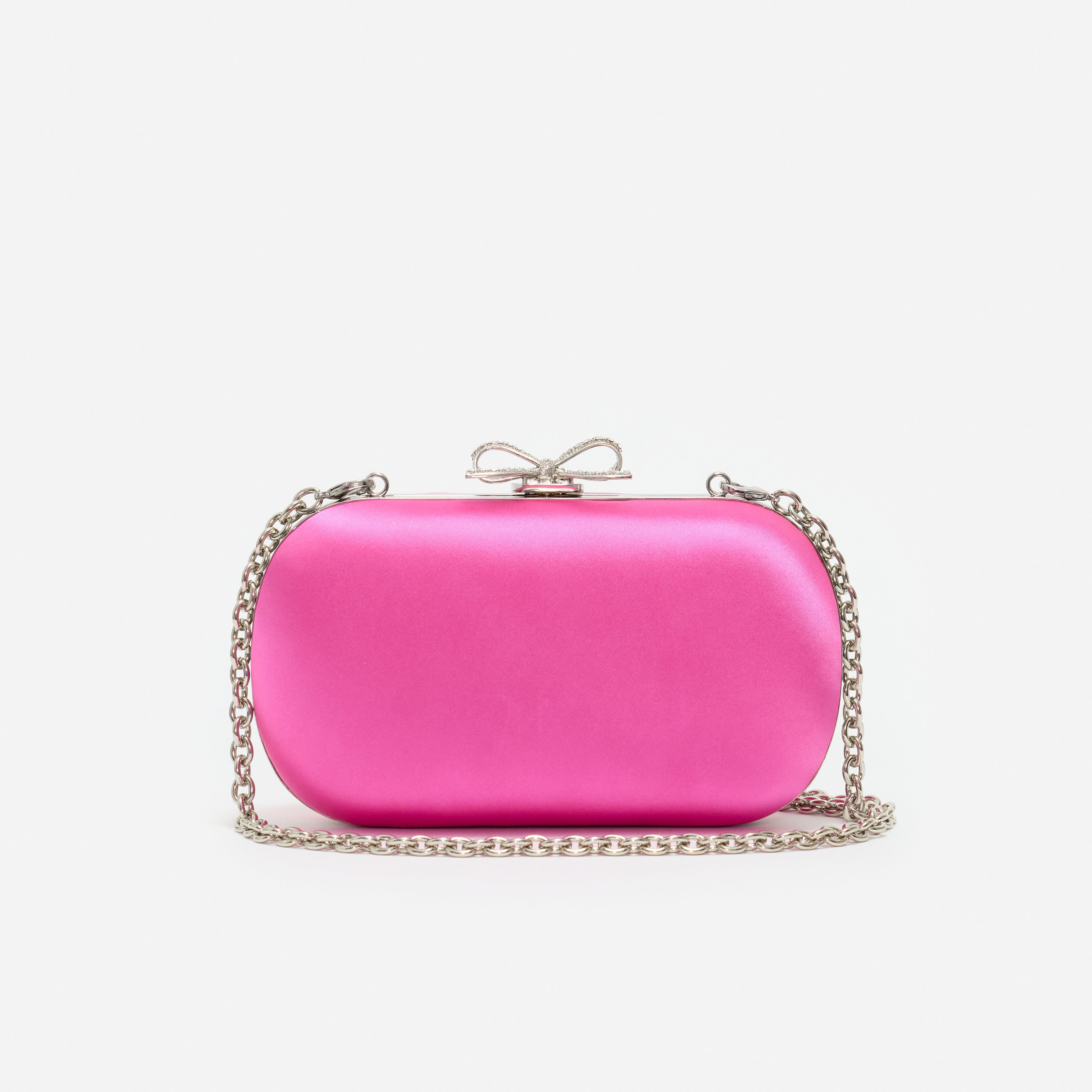 Bright Pink Satin Clutch Bag