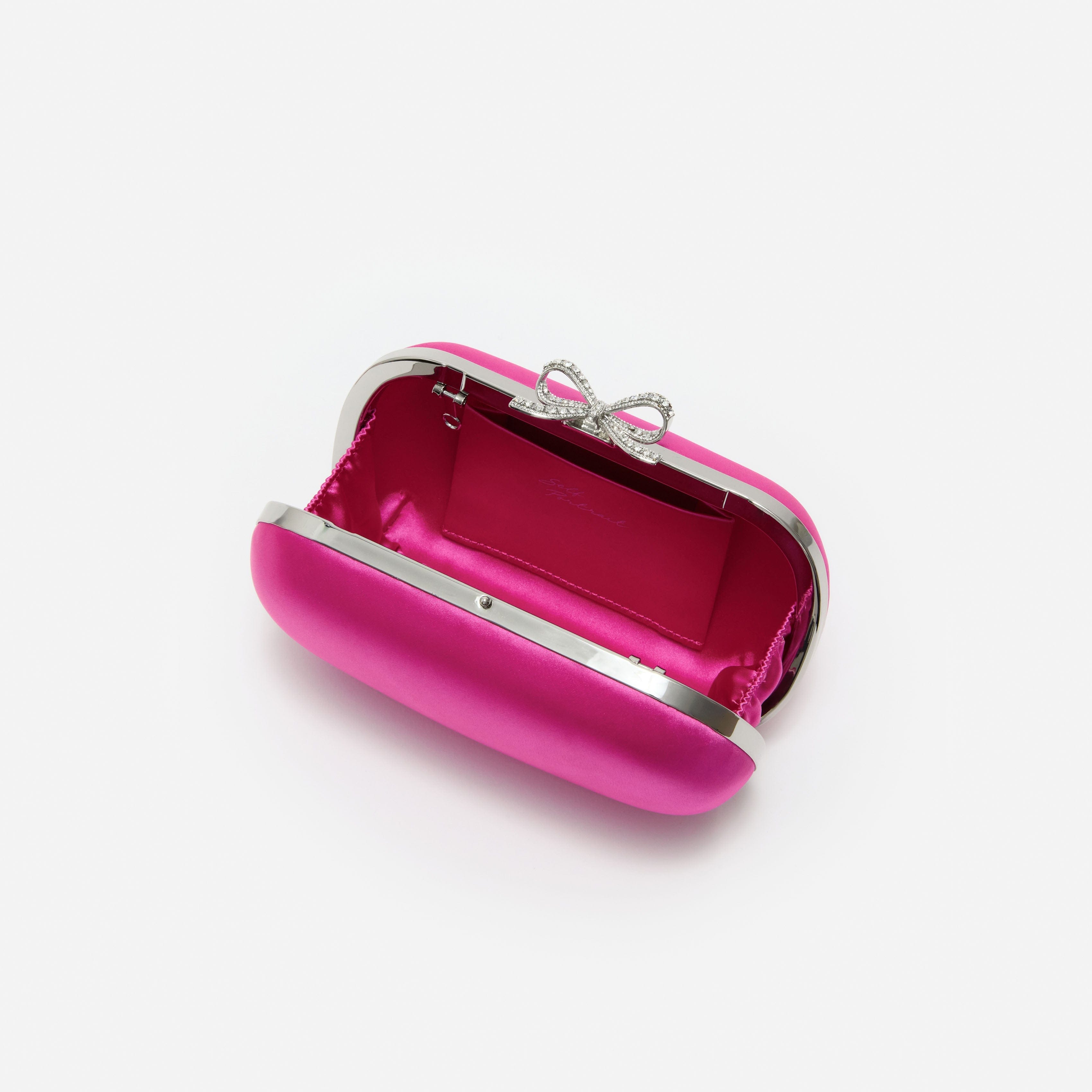 Bright Pink Satin Clutch Bag