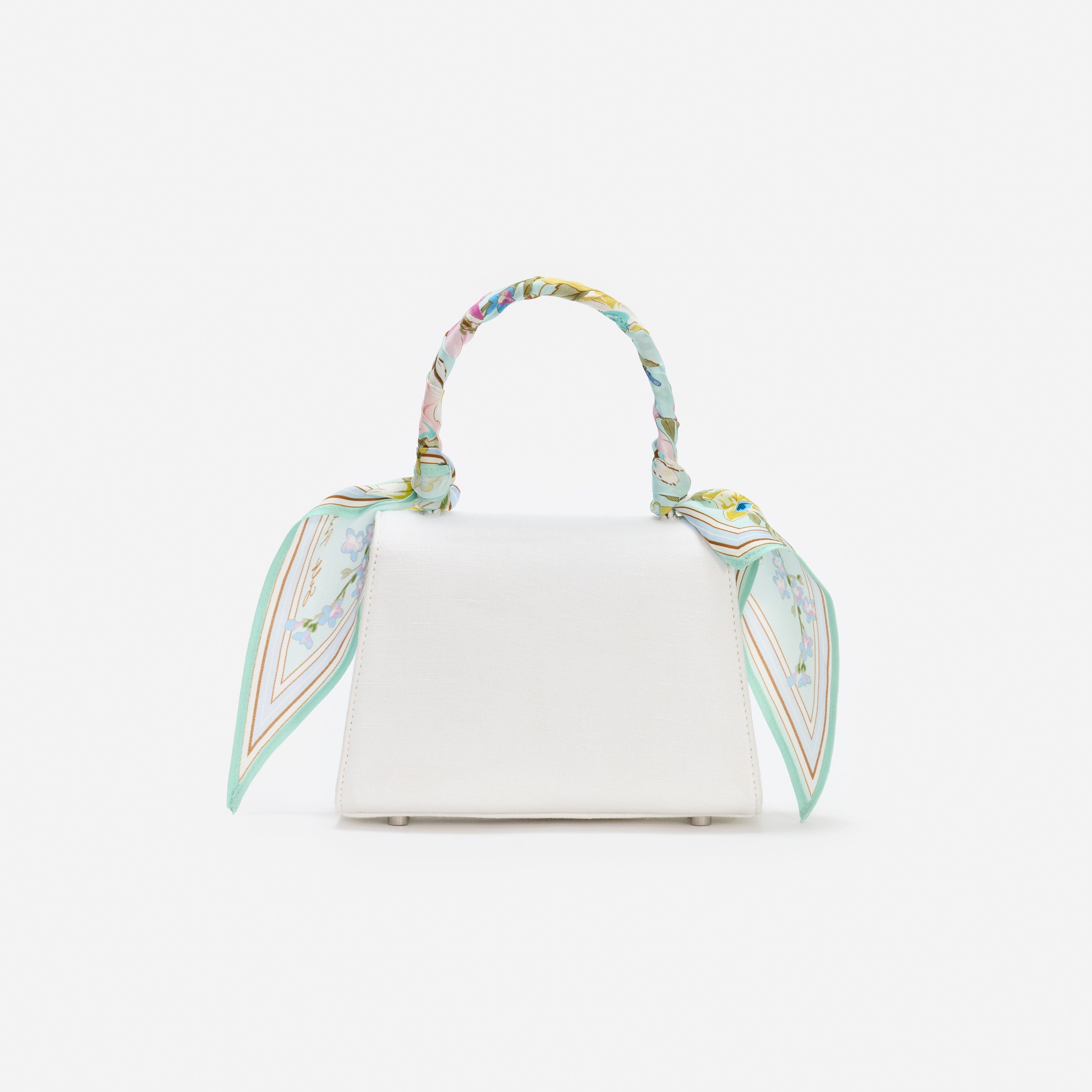 Cream Linen Mint Floral Mini Bag