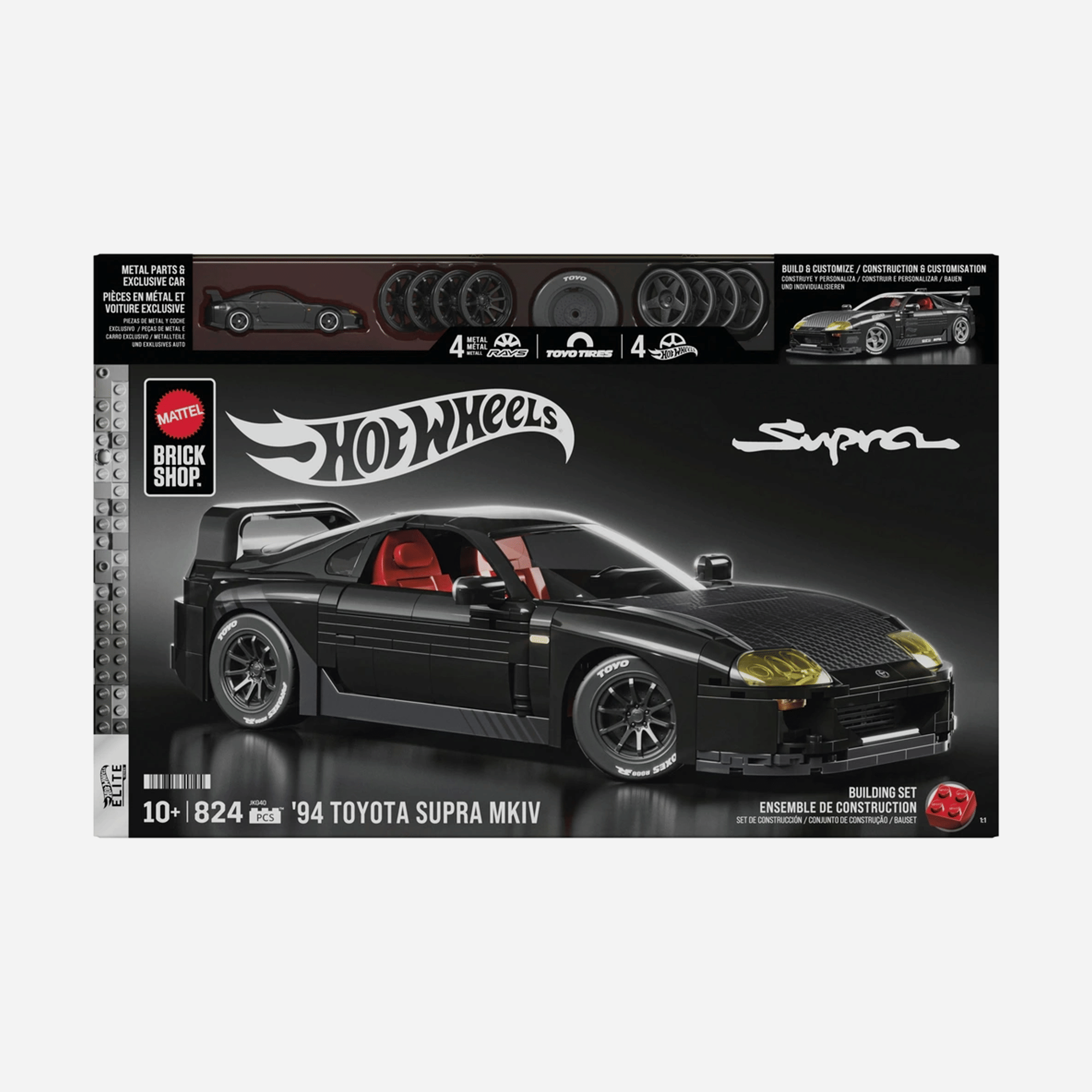 Mattel Brick Shop Hot Wheels ’94 Toyota Supra Mkiv Building Toy Kit (824 Pieces)