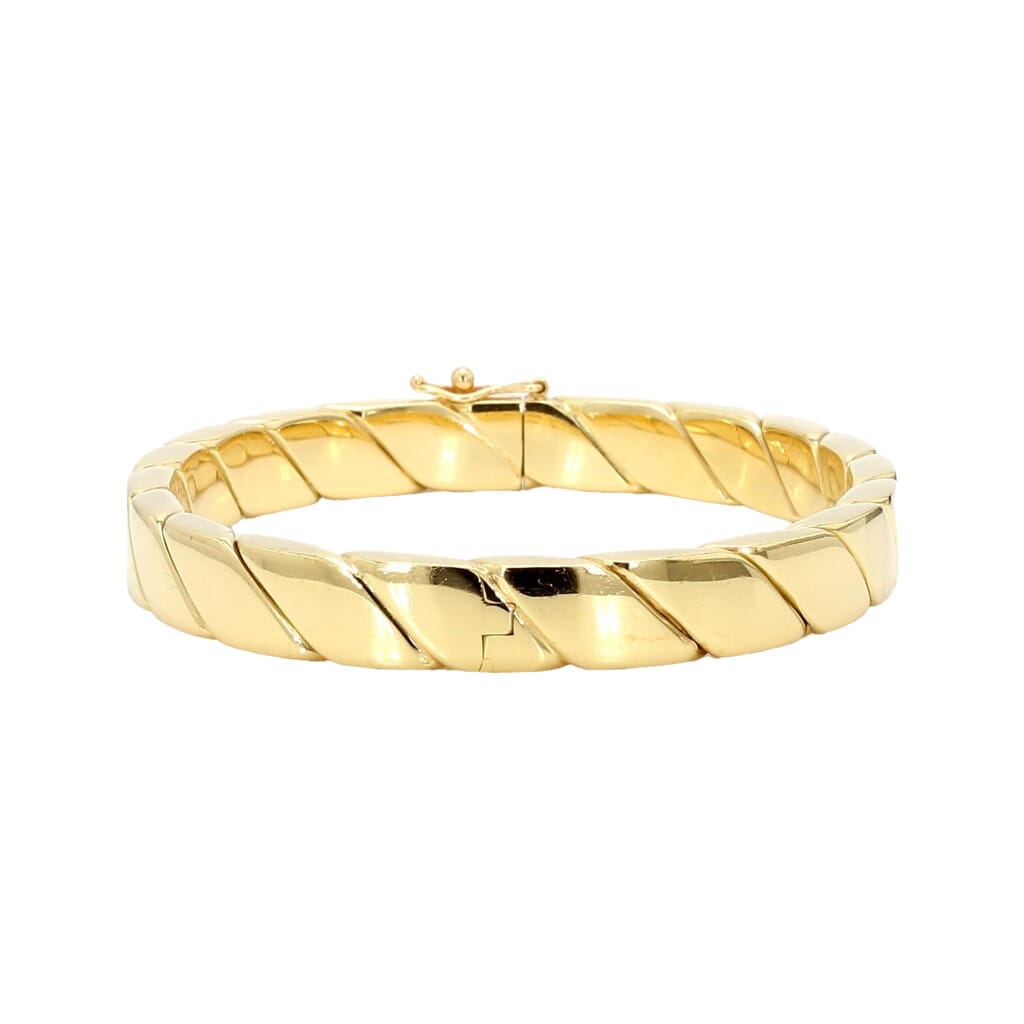 Gold Twisted Rope Flat Bangle Bracelet