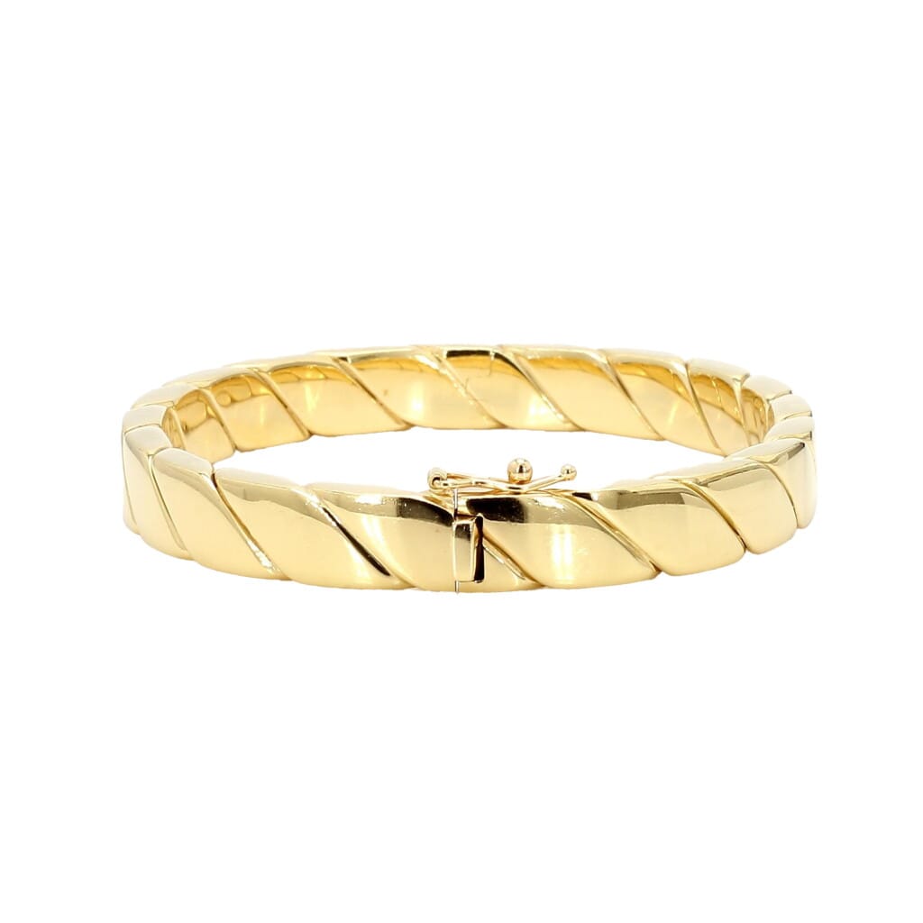Gold Twisted Rope Flat Bangle Bracelet