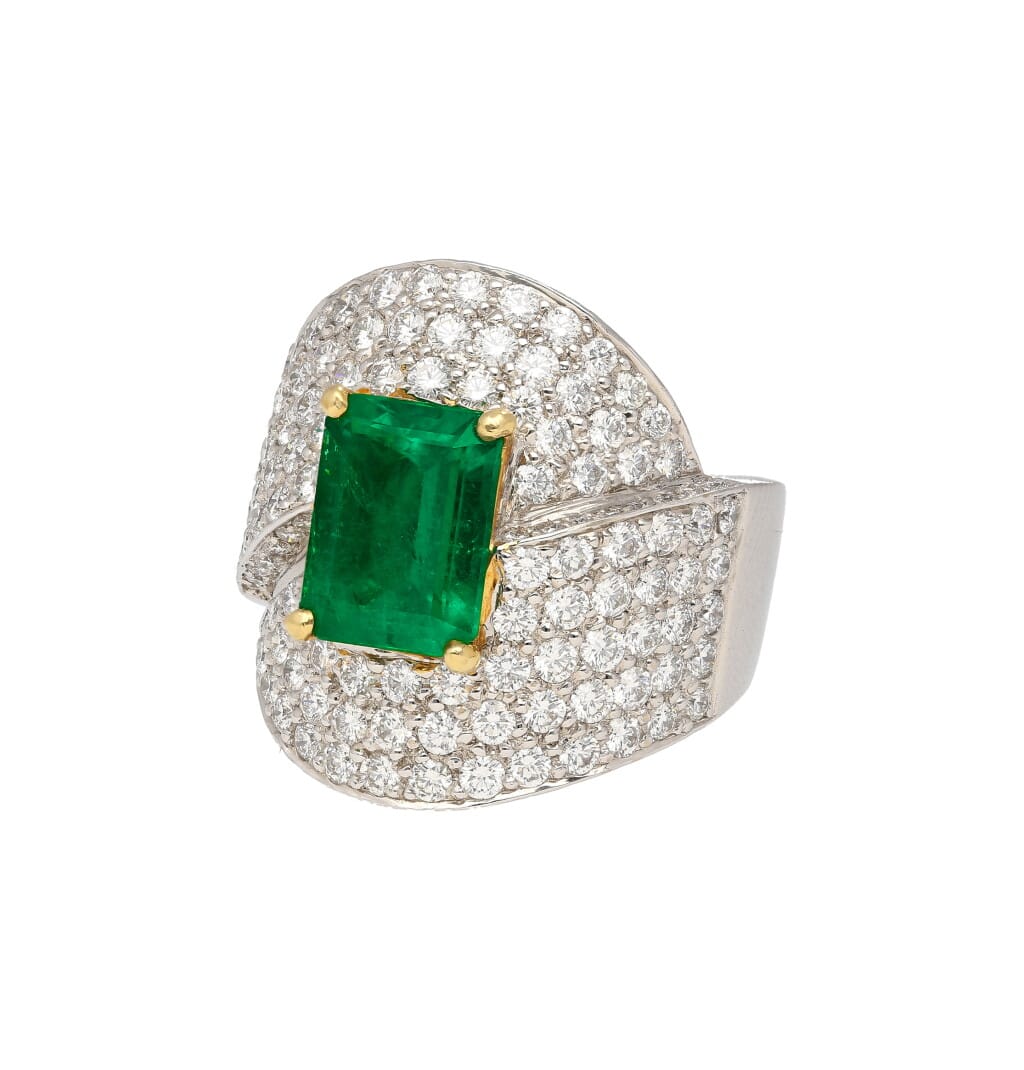 White Gold, Gold, 2.53ct Colombian Emerald and Diamond Ring