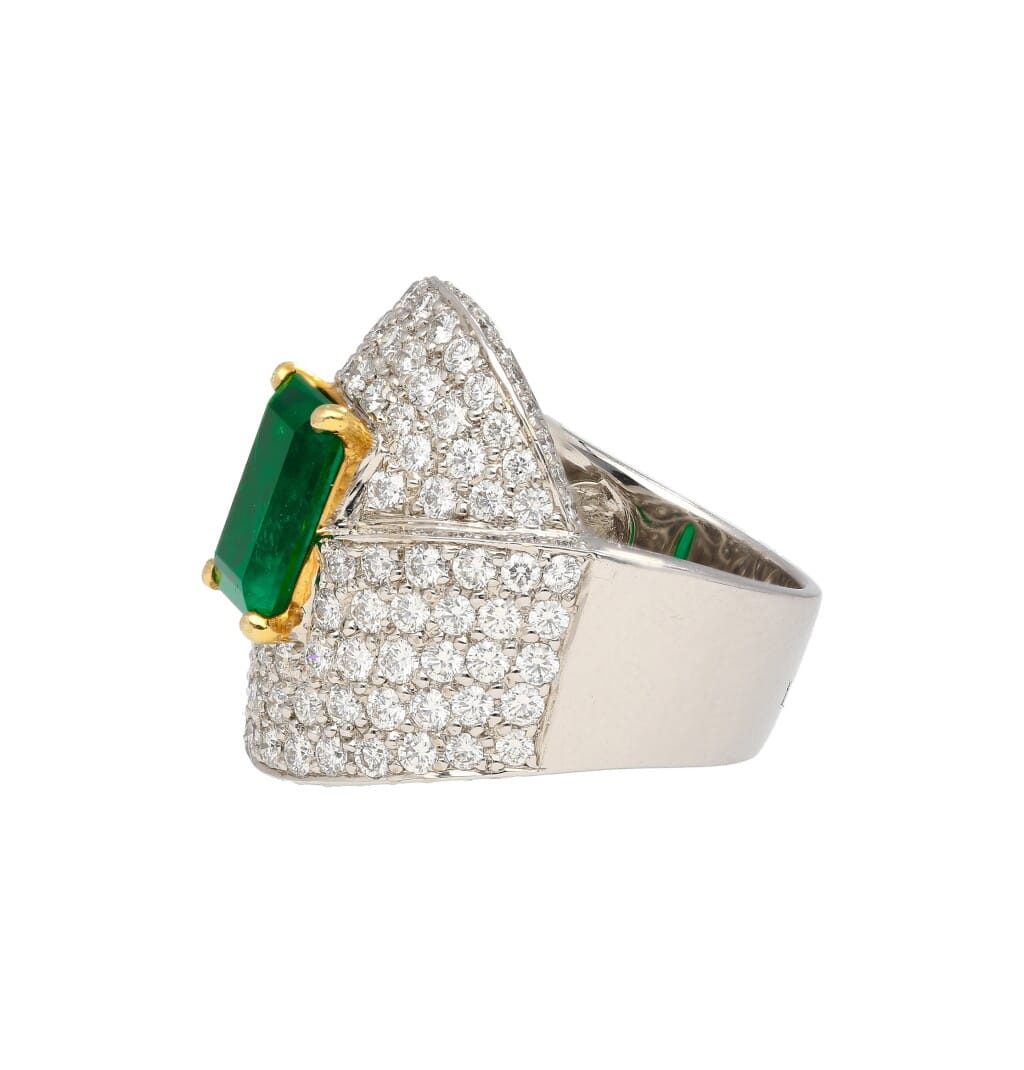 White Gold, Gold, 2.53ct Colombian Emerald and Diamond Ring