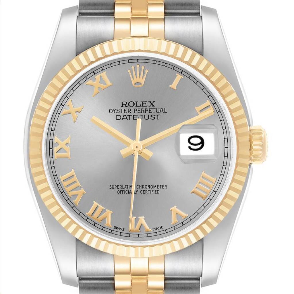 Datejust (Reference 116233). A 36mm stainless steel yellow gold automatic wristwatch with date. 2010