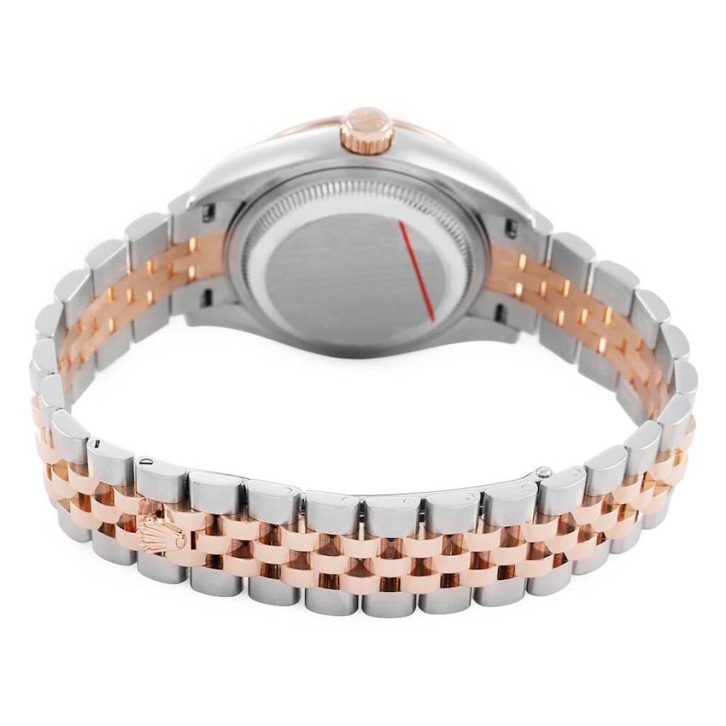 Datejust (Reference 279381). A 28mm stainless steel rose gold diamond-set automatic wristwatch with date.