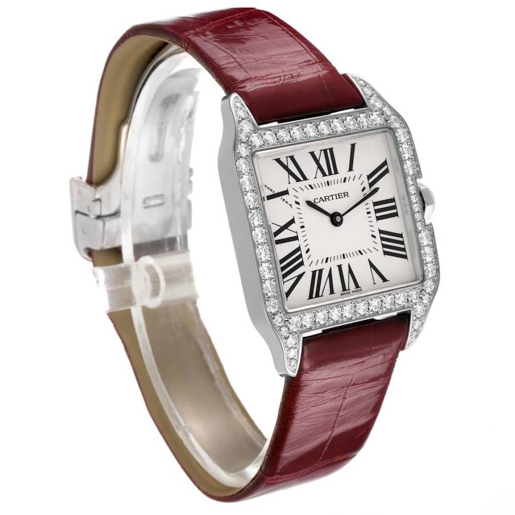 Santos Dumont (Reference WH100251). A 38.5mm white gold diamond-set quartz wristwatch.