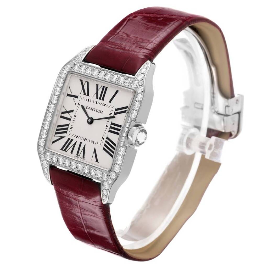 Santos Dumont (Reference WH100251). A 38.5mm white gold diamond-set quartz wristwatch.