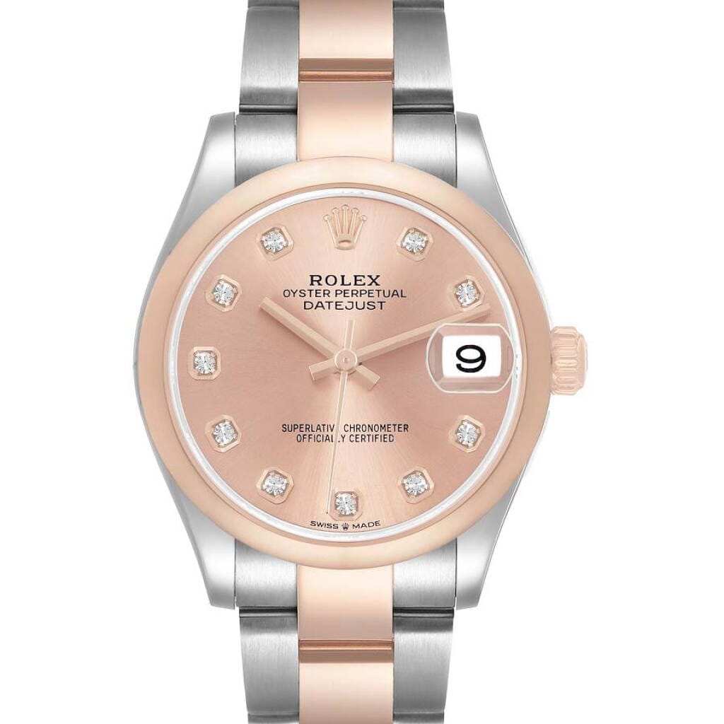 Datejust (Reference 278241). A 31mm stainless steel rose gold diamond-set automatic wristwatch with date. 2020