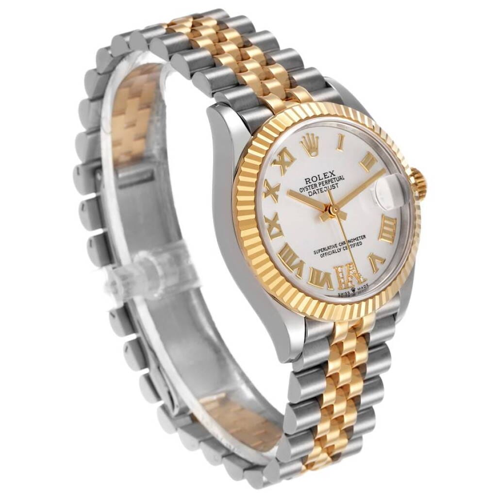 Datejust (Reference 278273). A 31mm stainless steel yellow gold diamond-set automatic wristwatch with date.