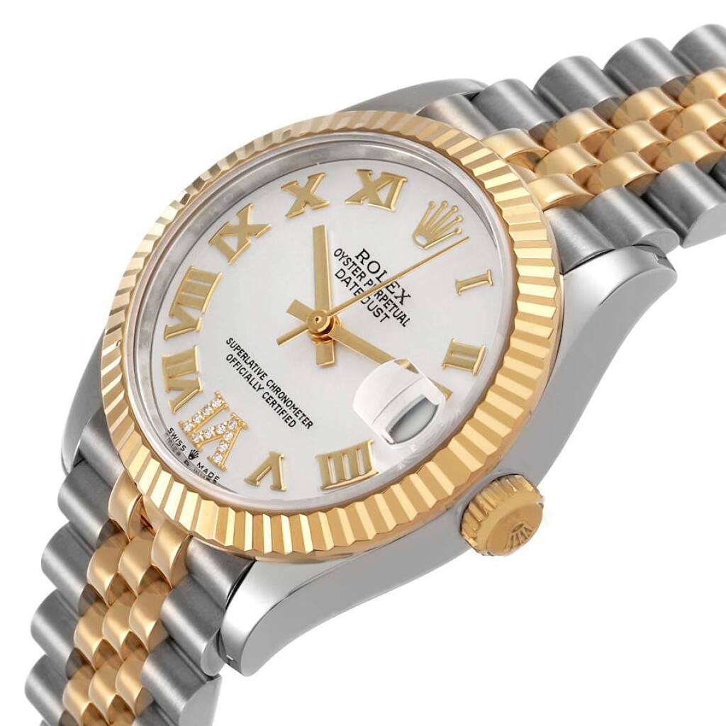 Datejust (Reference 278273). A 31mm stainless steel yellow gold diamond-set automatic wristwatch with date.