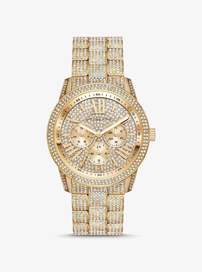 Oversized Brynn Pavé Gold-Tone Watch