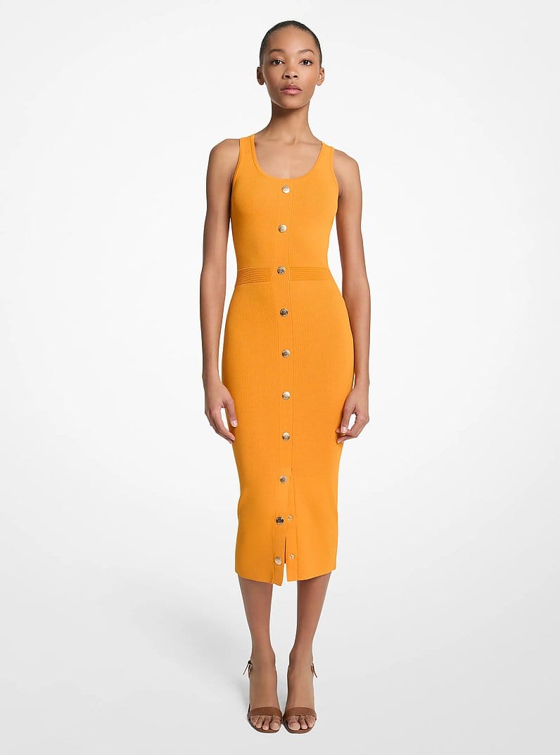 Stretch Viscose Blend Midi Tank Dress