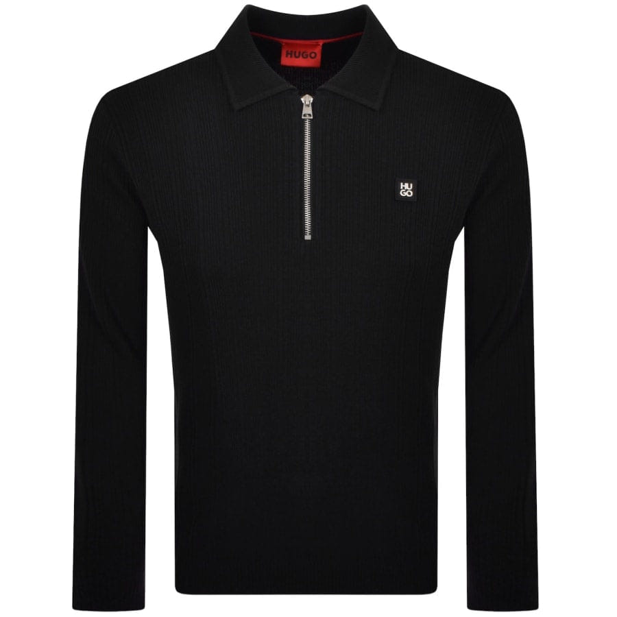 HUGO Sastoro Knit Polo Jumper Black