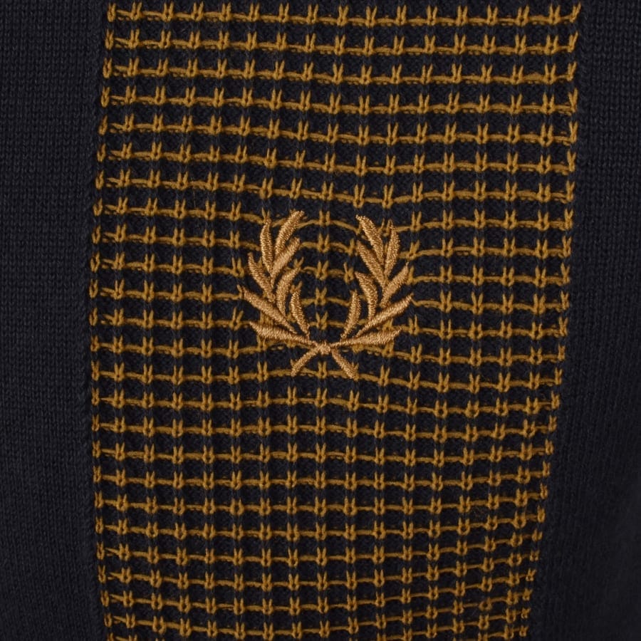 Fred Perry Panel Detail Knit Polo Shirt Navy