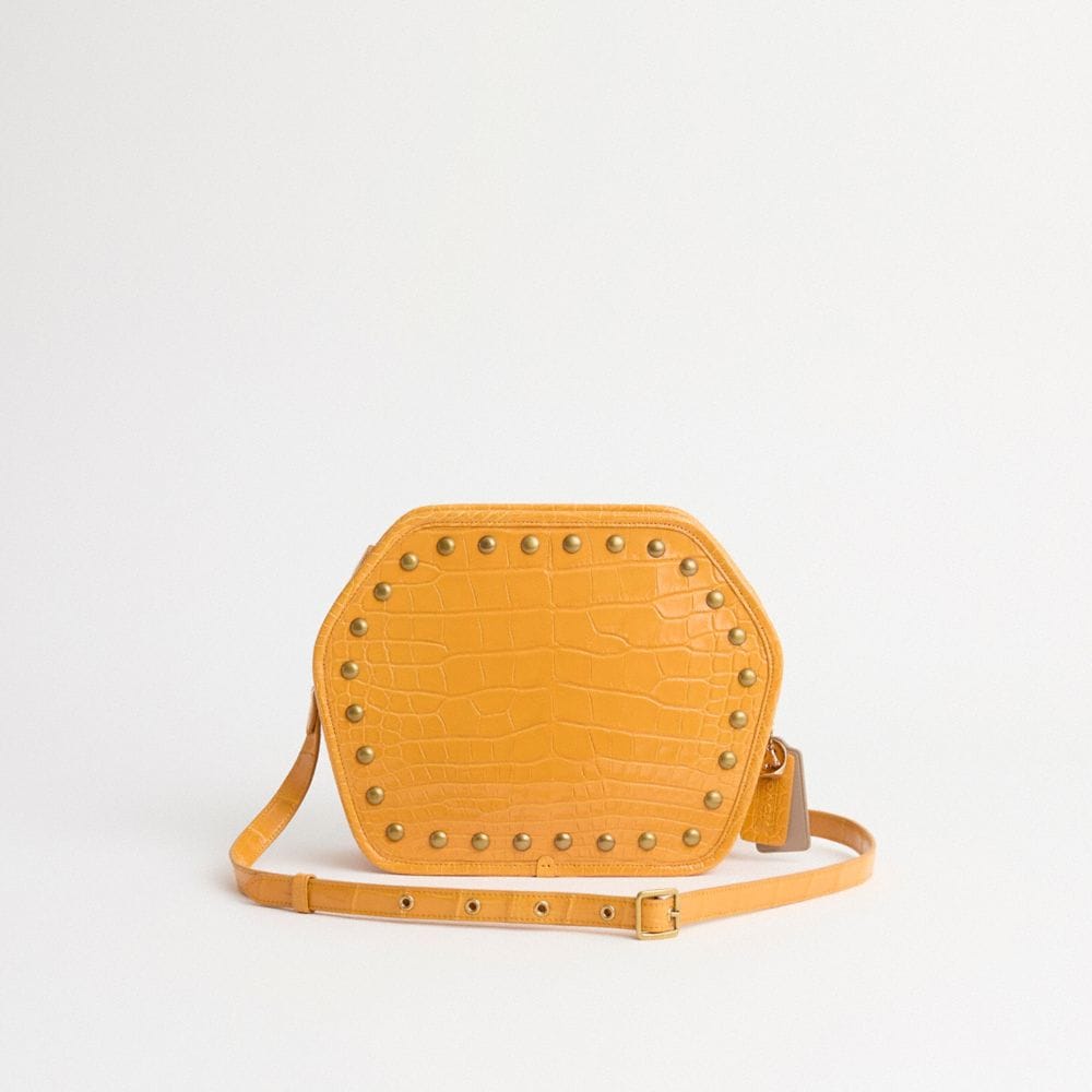 Custom Zip Geometric Pouch In Alligator