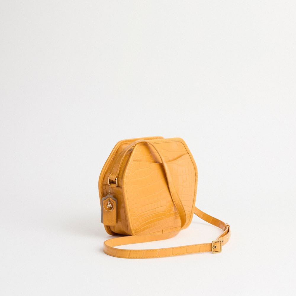 Custom Zip Geometric Pouch In Alligator