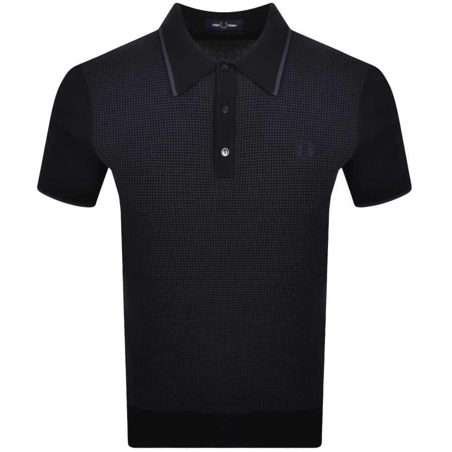 Fred Perry Waffle Knit Polo T Shirt Navy