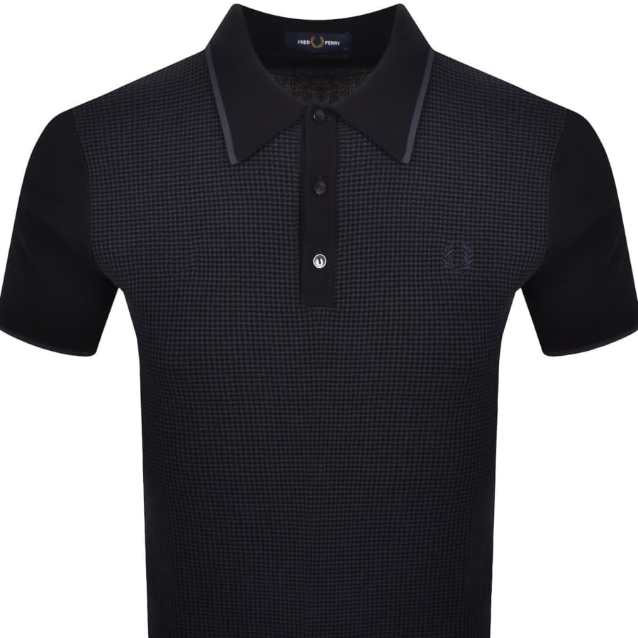 Fred Perry Waffle Knit Polo T Shirt Navy
