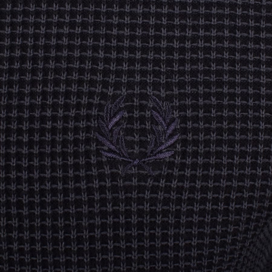Fred Perry Waffle Knit Polo T Shirt Navy