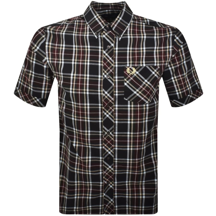 Fred Perry Tartan Short Sleeve Shirt Black