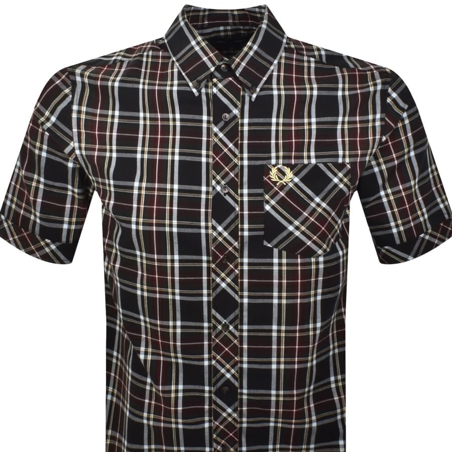 Fred Perry Tartan Short Sleeve Shirt Black