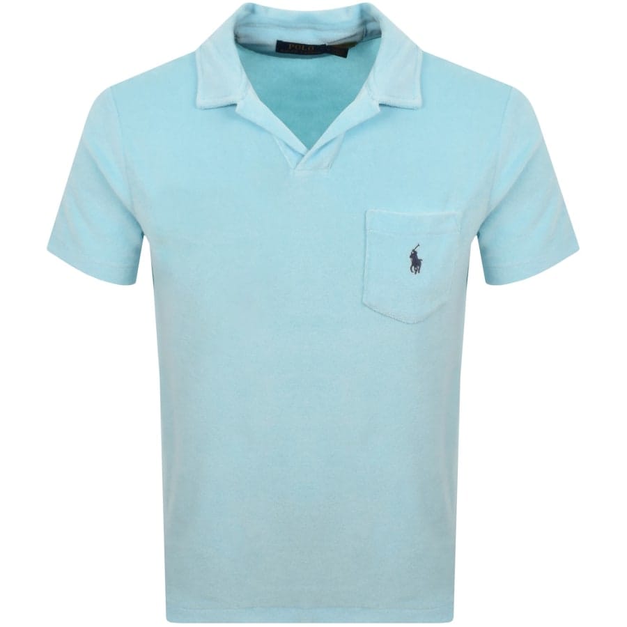 Ralph Lauren Towelling Polo T Shirt Aqua Blue