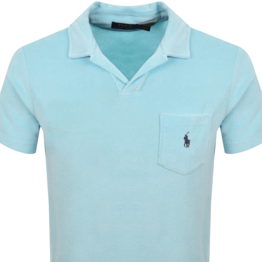 Ralph Lauren Towelling Polo T Shirt Aqua Blue