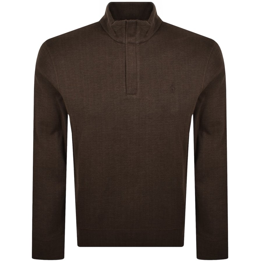 Ralph Lauren Quarter Zip Sweatshirt Brown