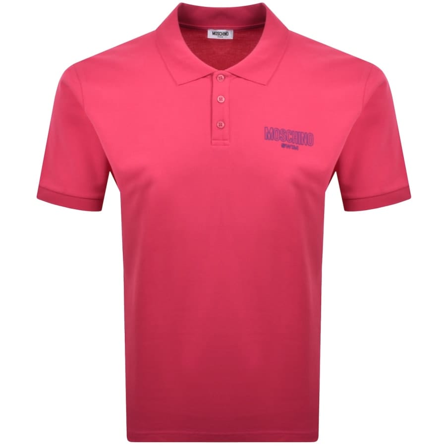 Moschino Swim Short Sleeved Polo T Shirt Pink
