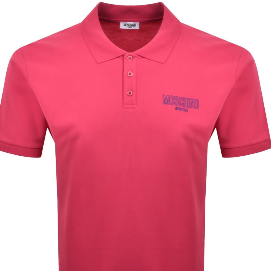Moschino Swim Short Sleeved Polo T Shirt Pink