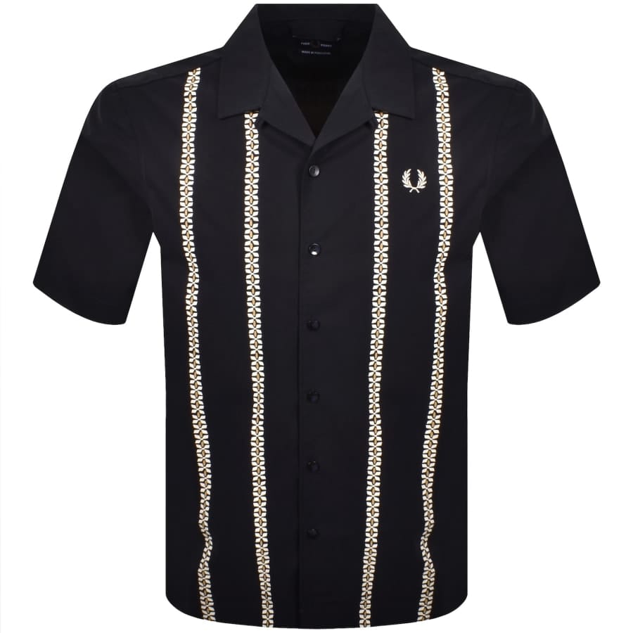 Fred Perry Placement Print Shirt Navy