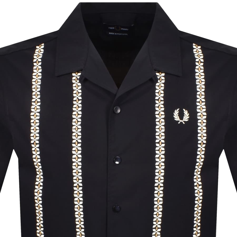 Fred Perry Placement Print Shirt Navy