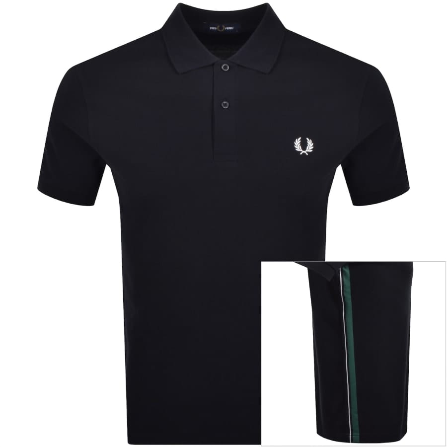 Fred Perry Stripe Tape Polo T Shirt Navy