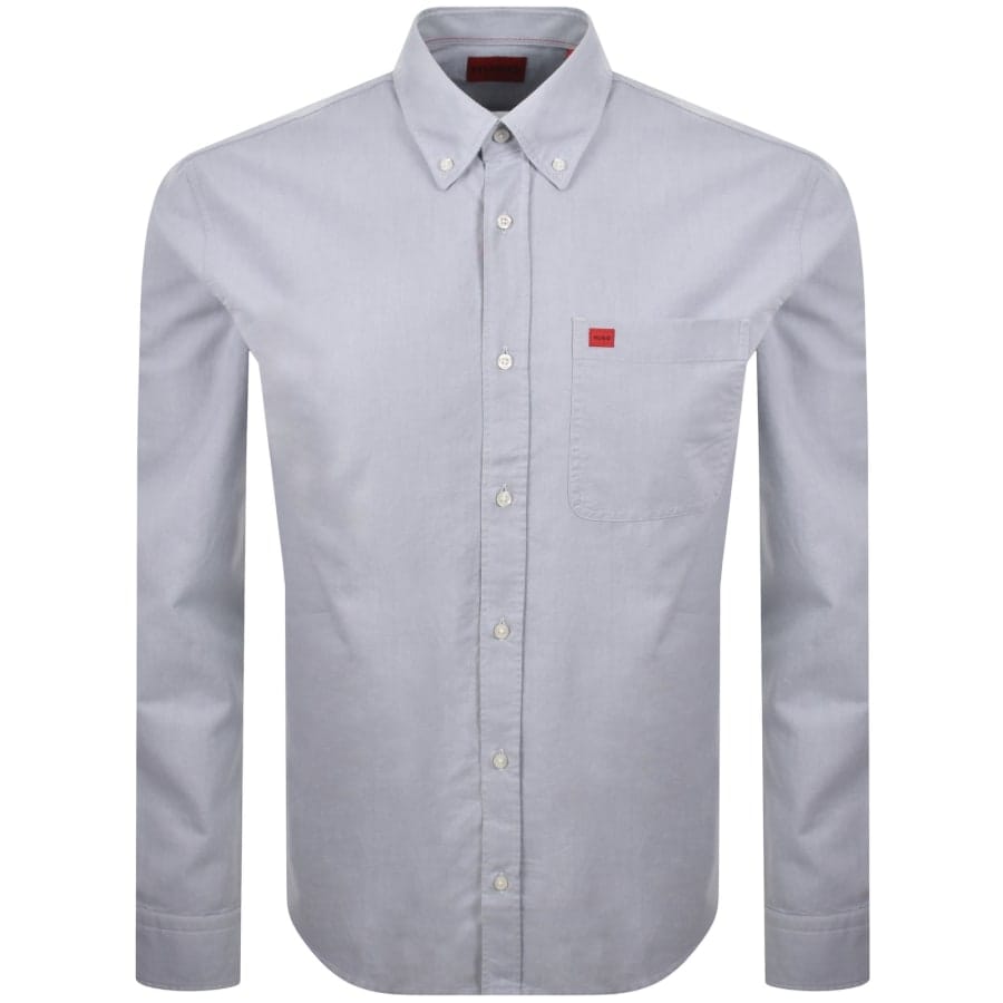 HUGO Long Sleeved Evito Shirt Pale Blue