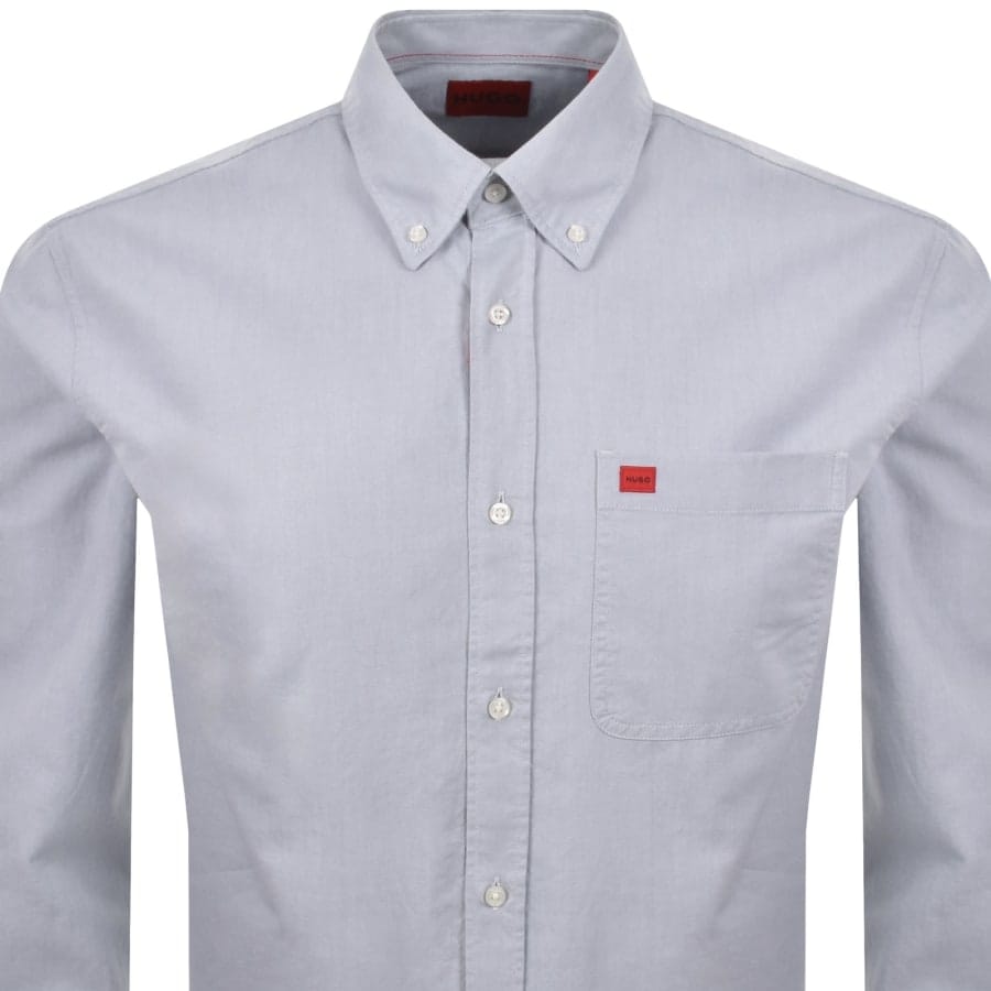 HUGO Long Sleeved Evito Shirt Pale Blue