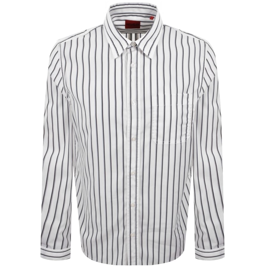 HUGO Long Sleeved Erillo Shirt White