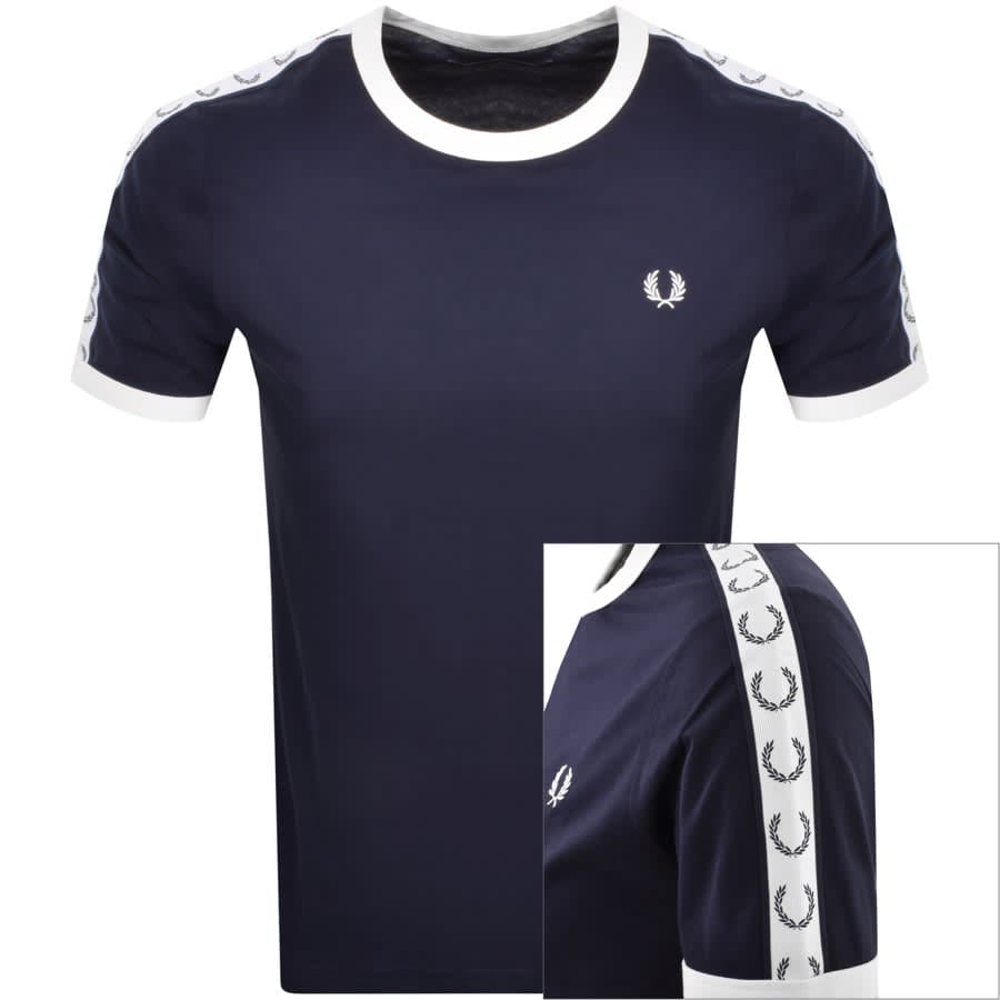 Fred Perry Taped Ringer T Shirt Blue