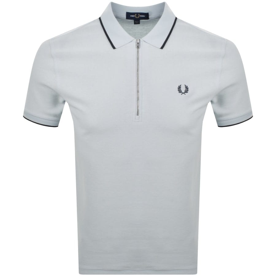 Fred Perry Zip Neck Crepe Polo Blue