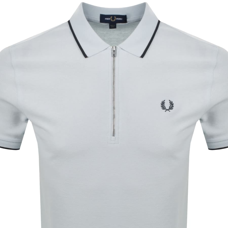 Fred Perry Zip Neck Crepe Polo Blue