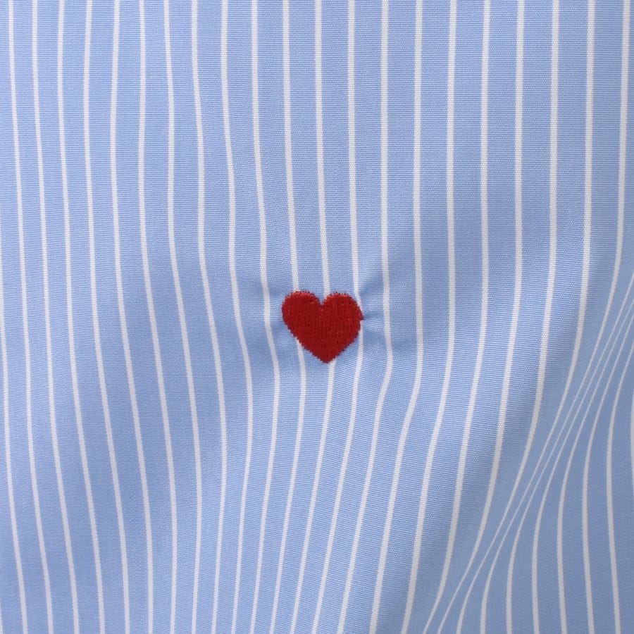 Moschino Short Sleeve Striped Poplin Shirt Blue