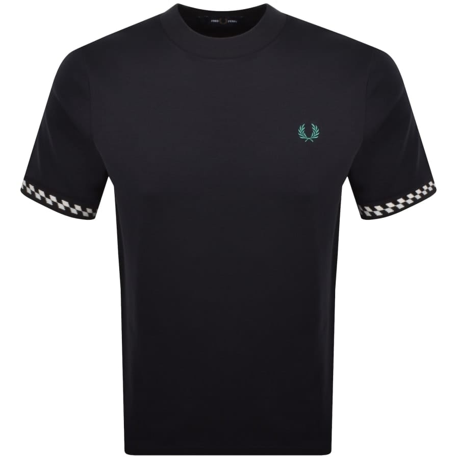 Fred Perry Jacquard Cuff T Shirt Navy