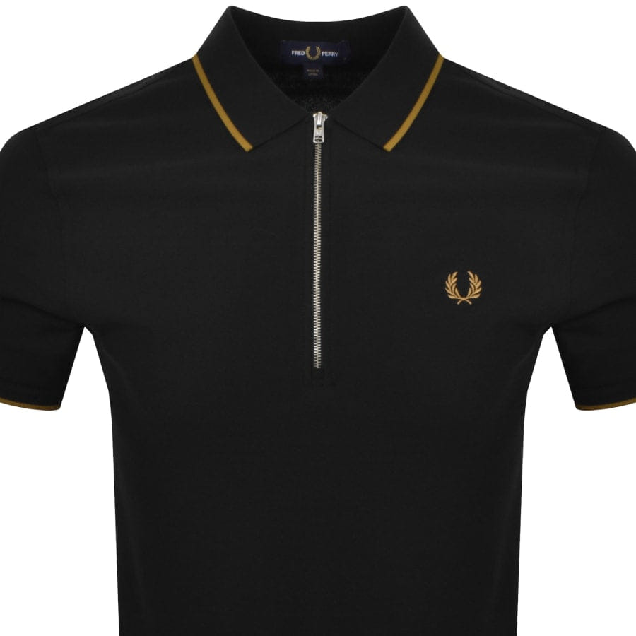 Fred Perry Zip Neck Crepe Polo Black