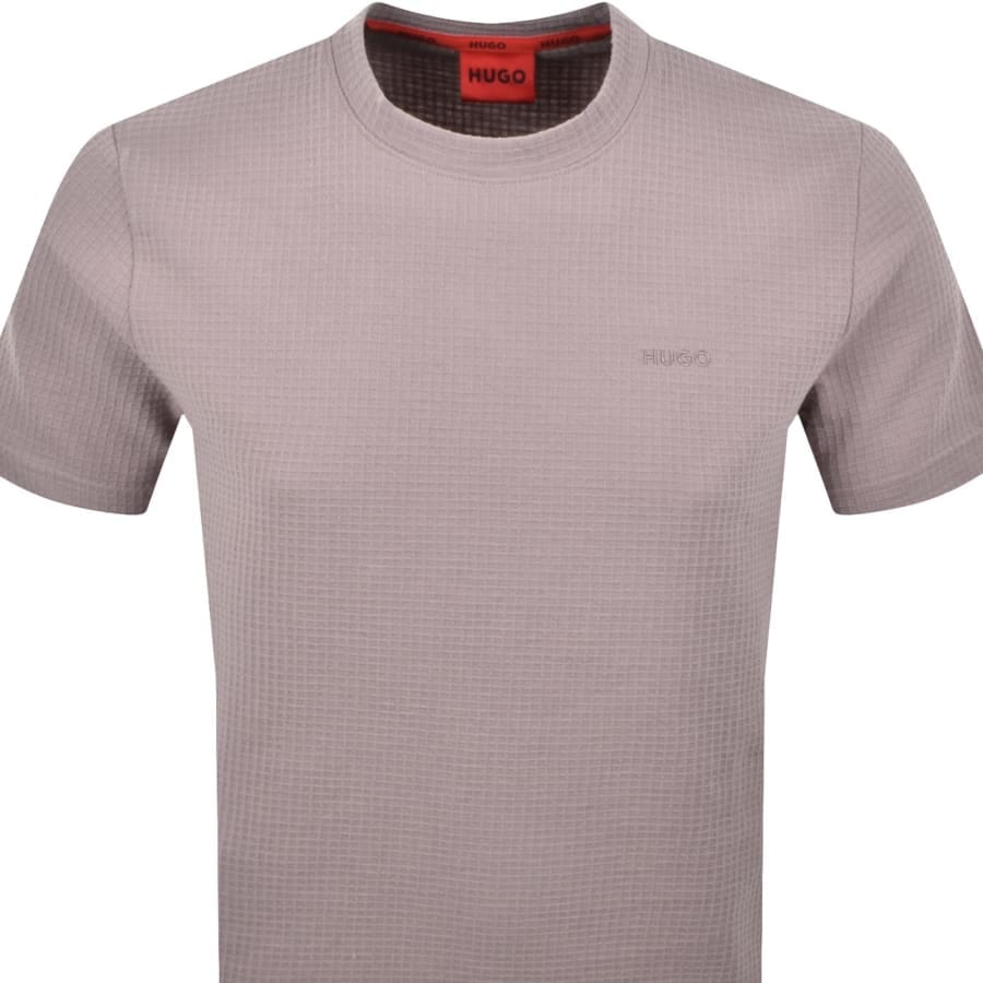 HUGO Austin Waffle T Shirt Pastel Pink