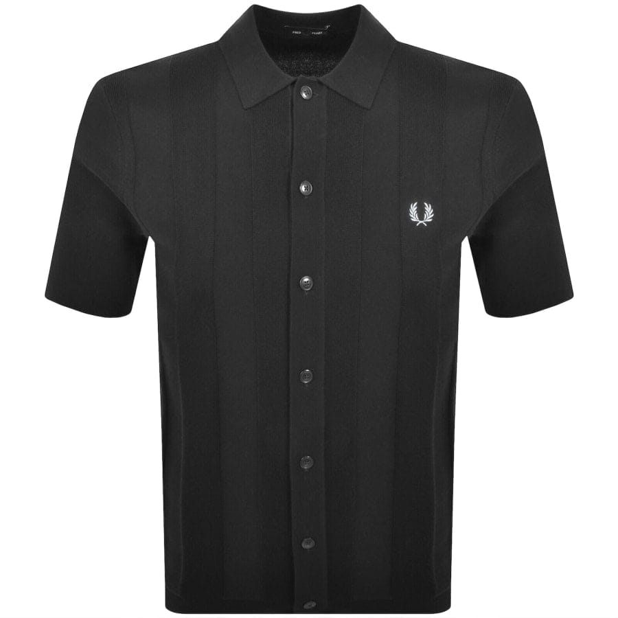 Fred Perry Vertical Stripe Knit Polo Shirt Grey