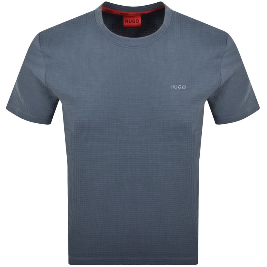 HUGO Austin Waffle T Shirt Blue